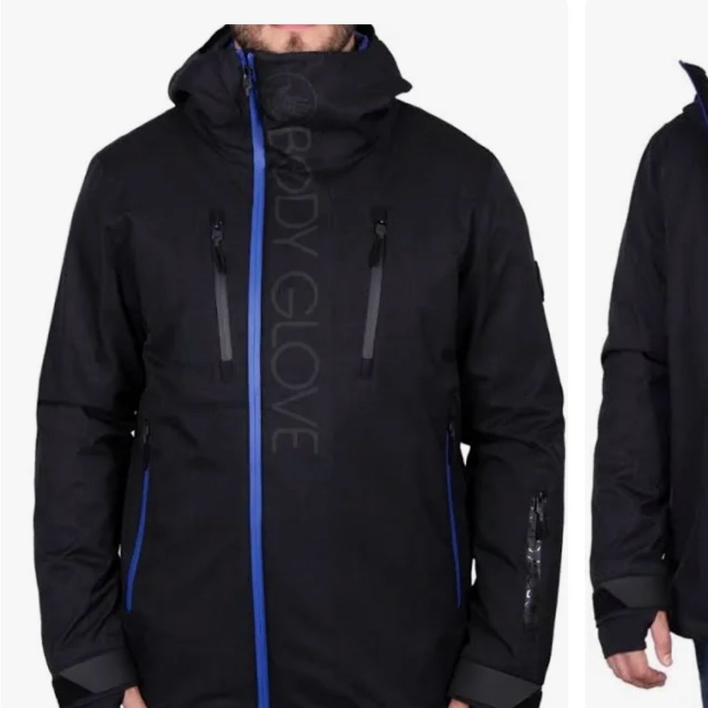 Body Glove Men's Black Ski Jacket with Blue Highlights